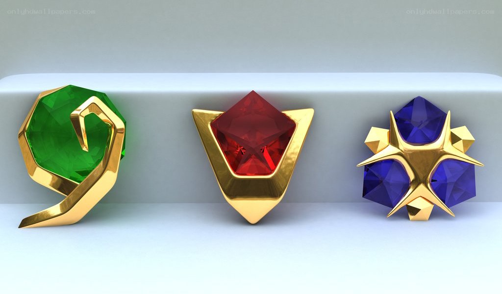 three gemstone artifacts