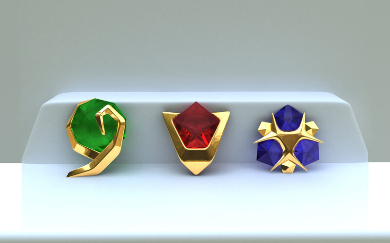 Three gemstone artifacts