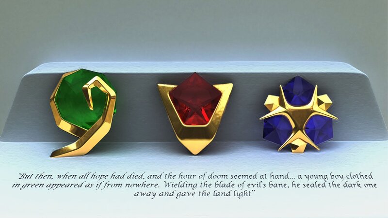 Three Gemstones on Display — Green