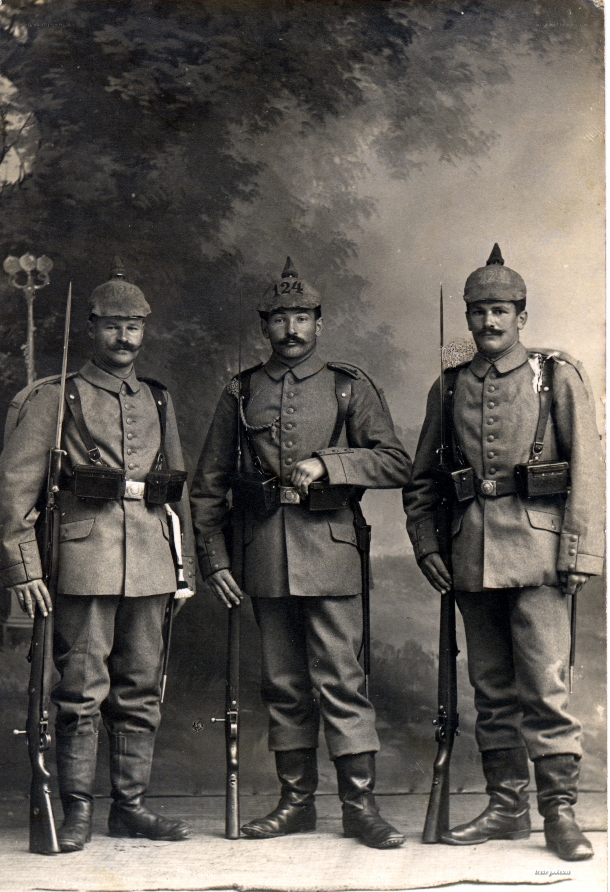 Three German soldiers in uniform