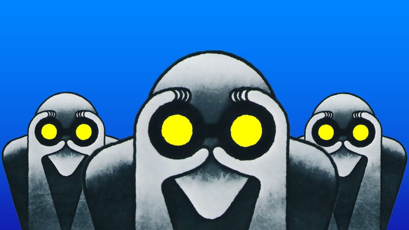 Three Ghost Figures — Blue