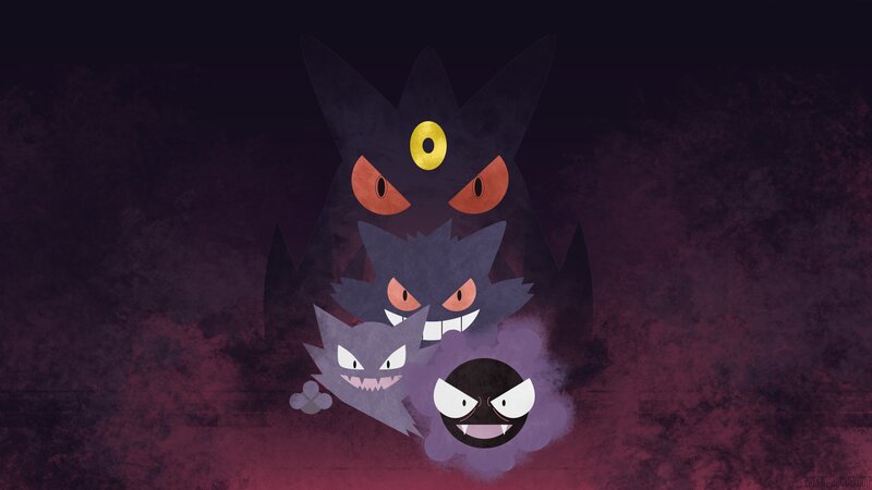 Three Ghost-type Pokémon — Purple, Dark
