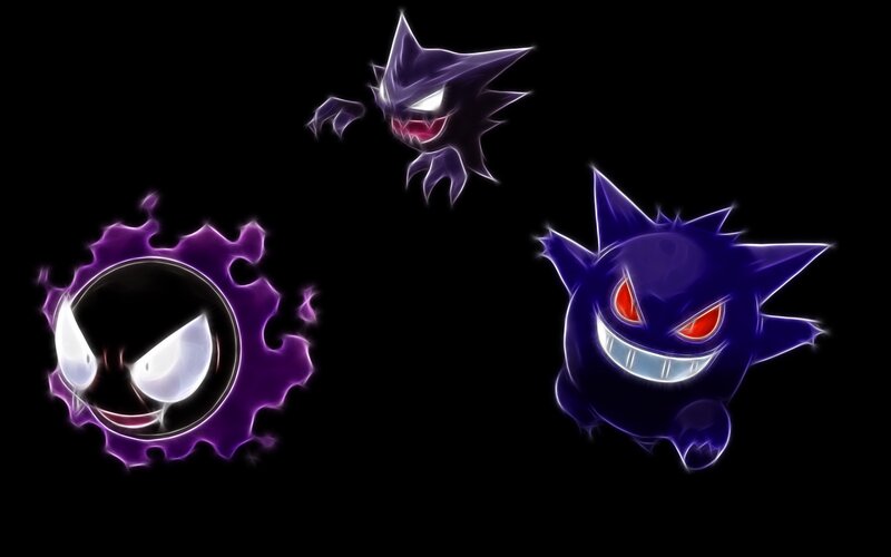 Three Ghost-type Pokémon — Purple, Dramatic