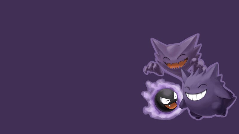 Three Ghost-type Pokémon — Purple, Playful, Digital Art