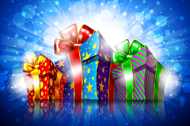 Three Gift Boxes — Blue