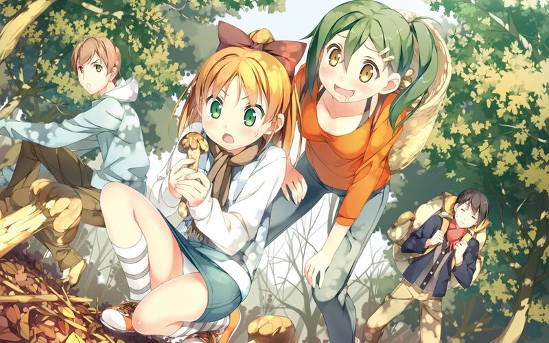 Three Girls and a Boy in Forest