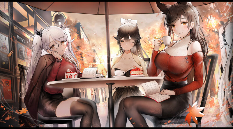 Three Girls at a Cafe — Orange