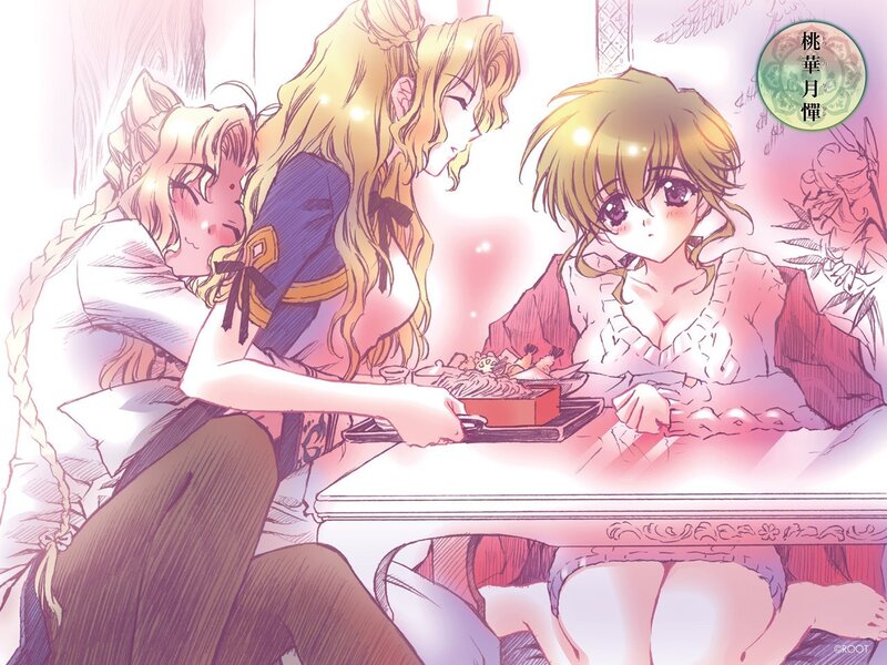 Three girls at a dinner table