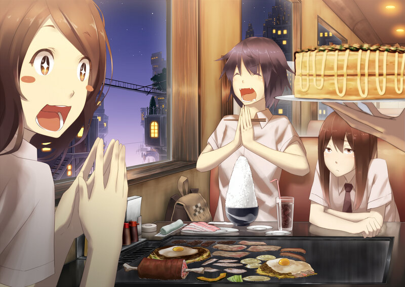 Three Girls at a Restaurant