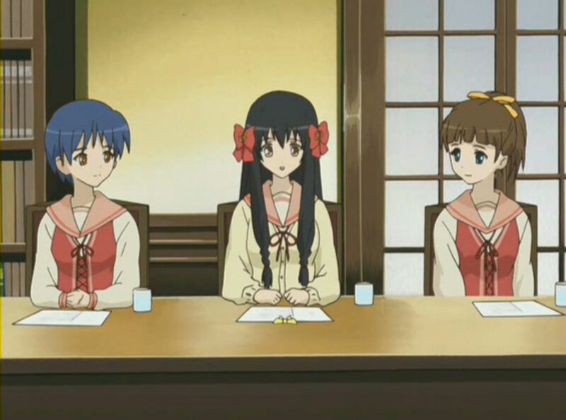 Three Girls at a Table — Brown, Calm