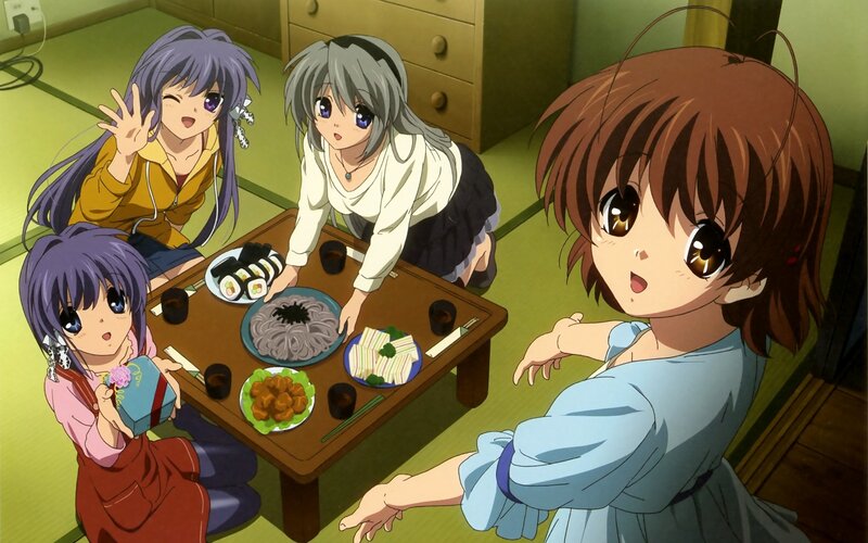 Three Girls at a Table — Green, Happy