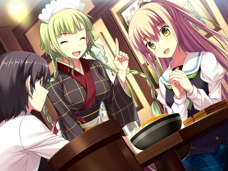Three Girls at a Table — Green