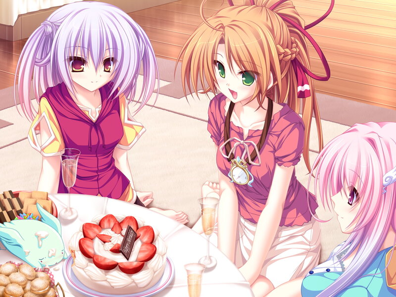 Three Girls at a Table — Pink