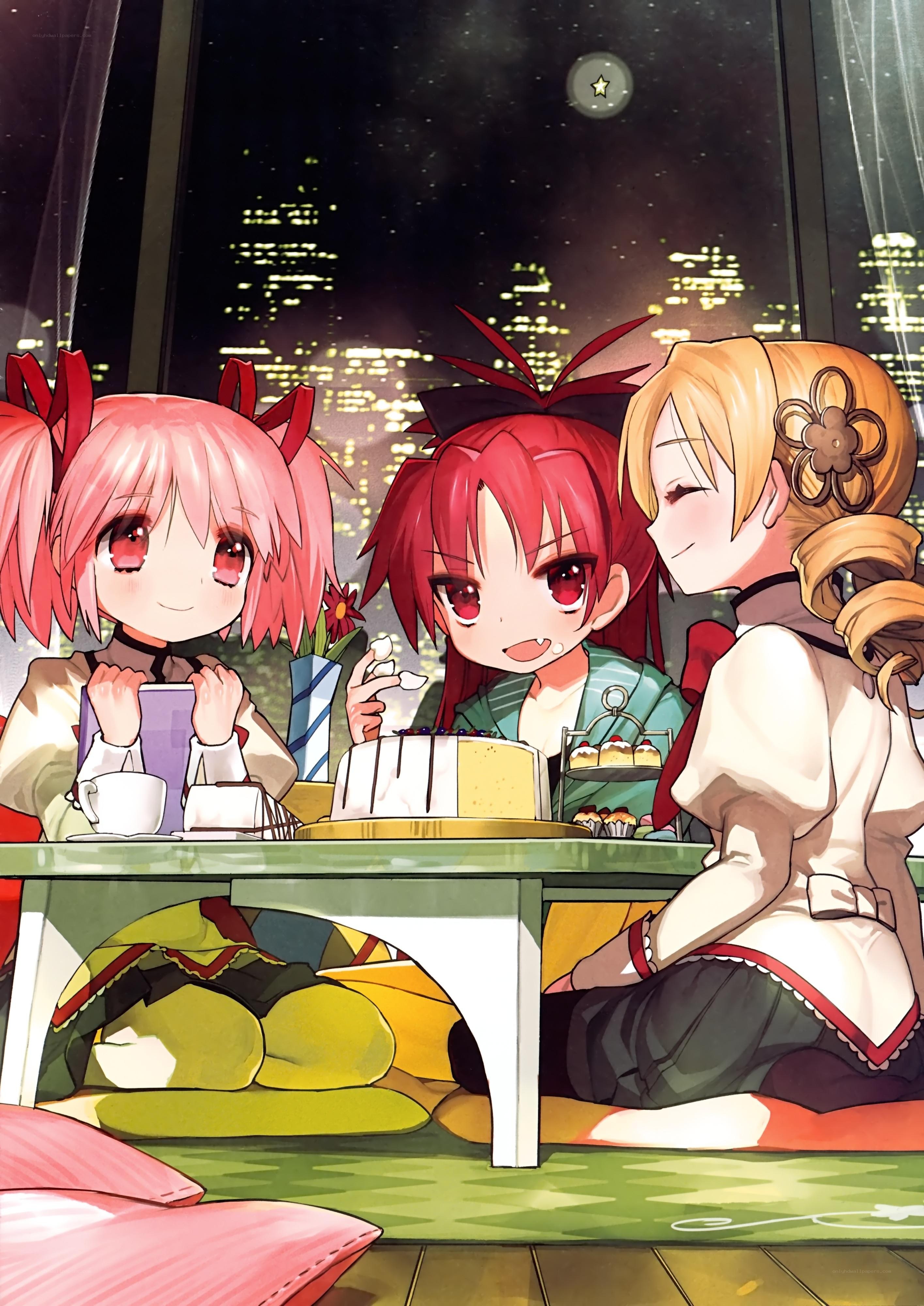 Three girls at a tea party