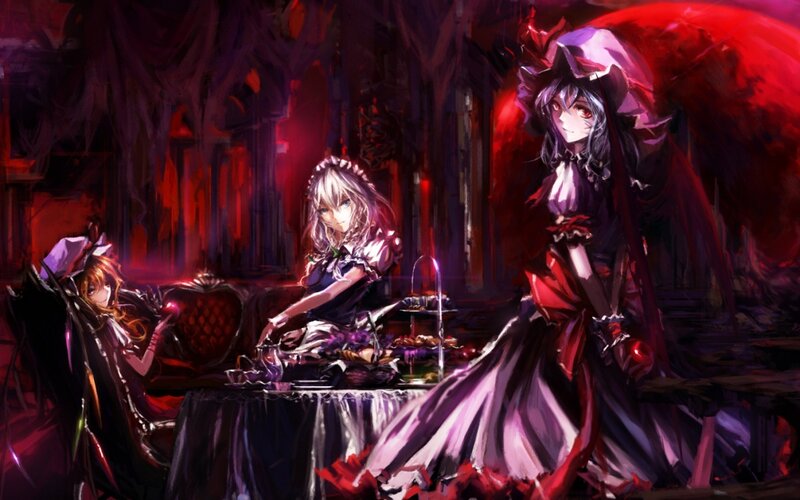 Three Girls at a Tea Party — Red