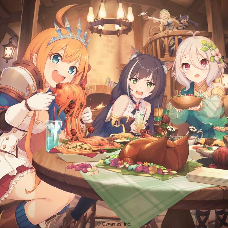 Three Girls at Dinner Table