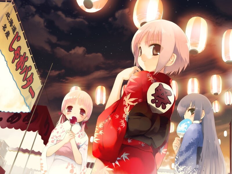 Three Girls at Festival — Red