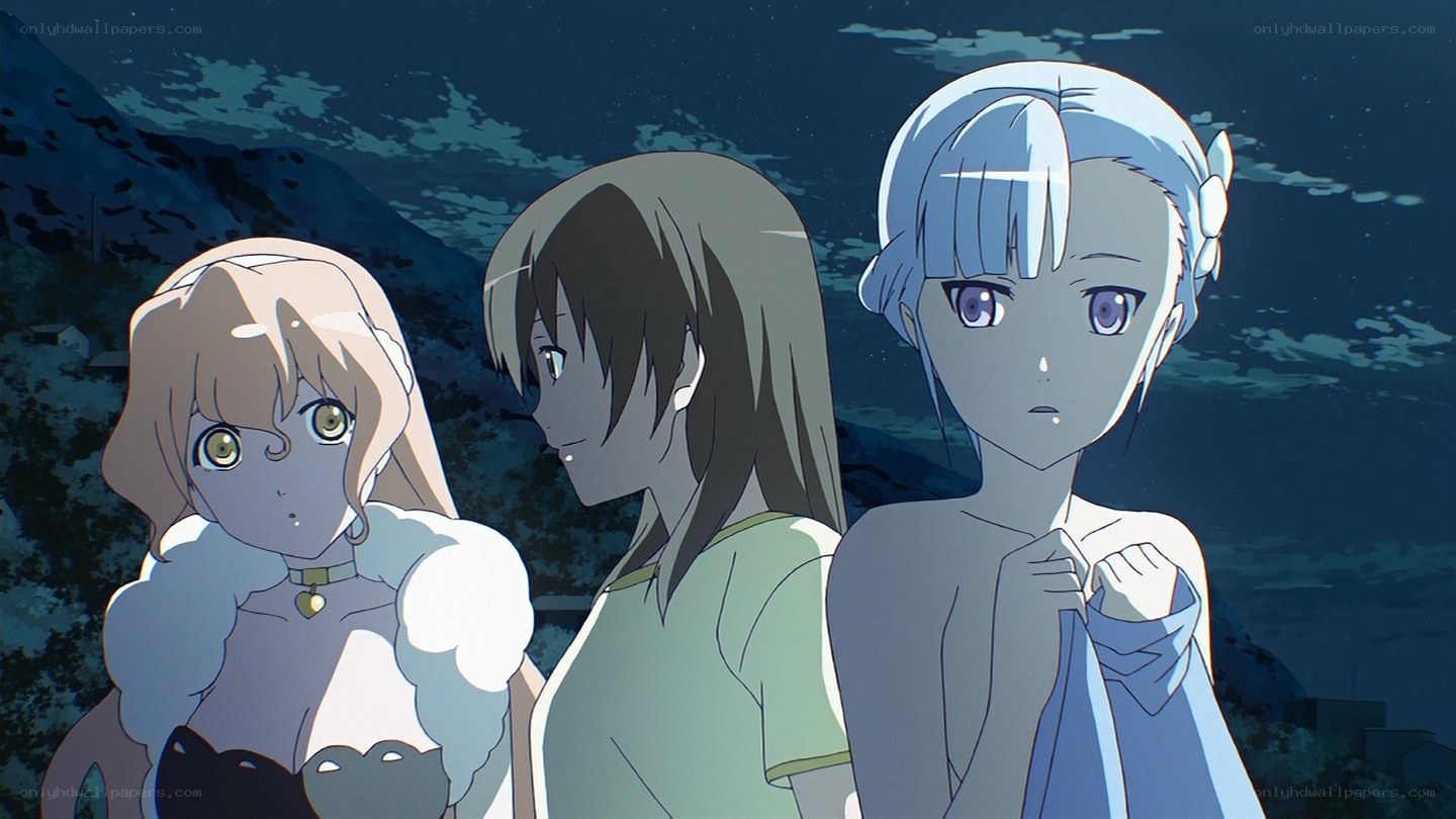 Three girls at night