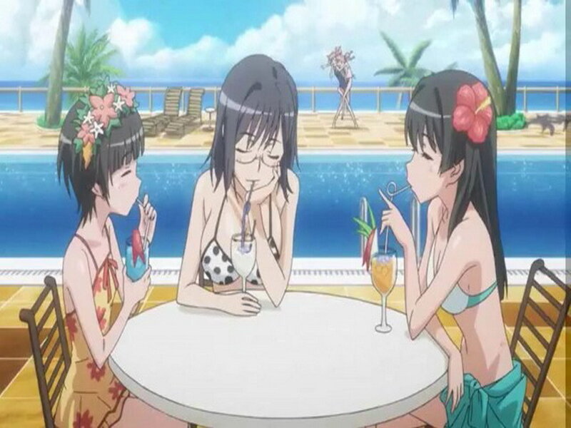 Three Girls at Poolside — Blue