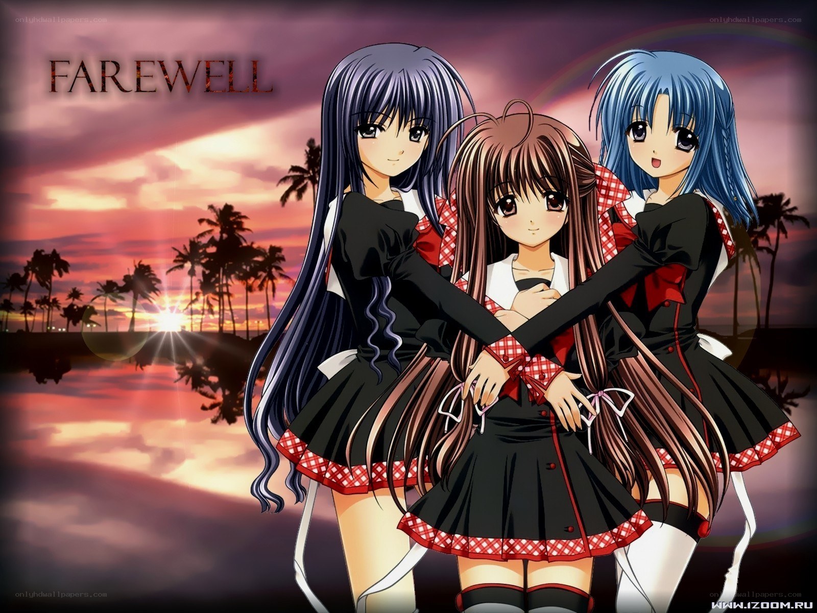 Three girls at sunset