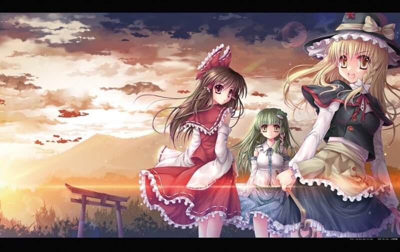 Three girls at sunset