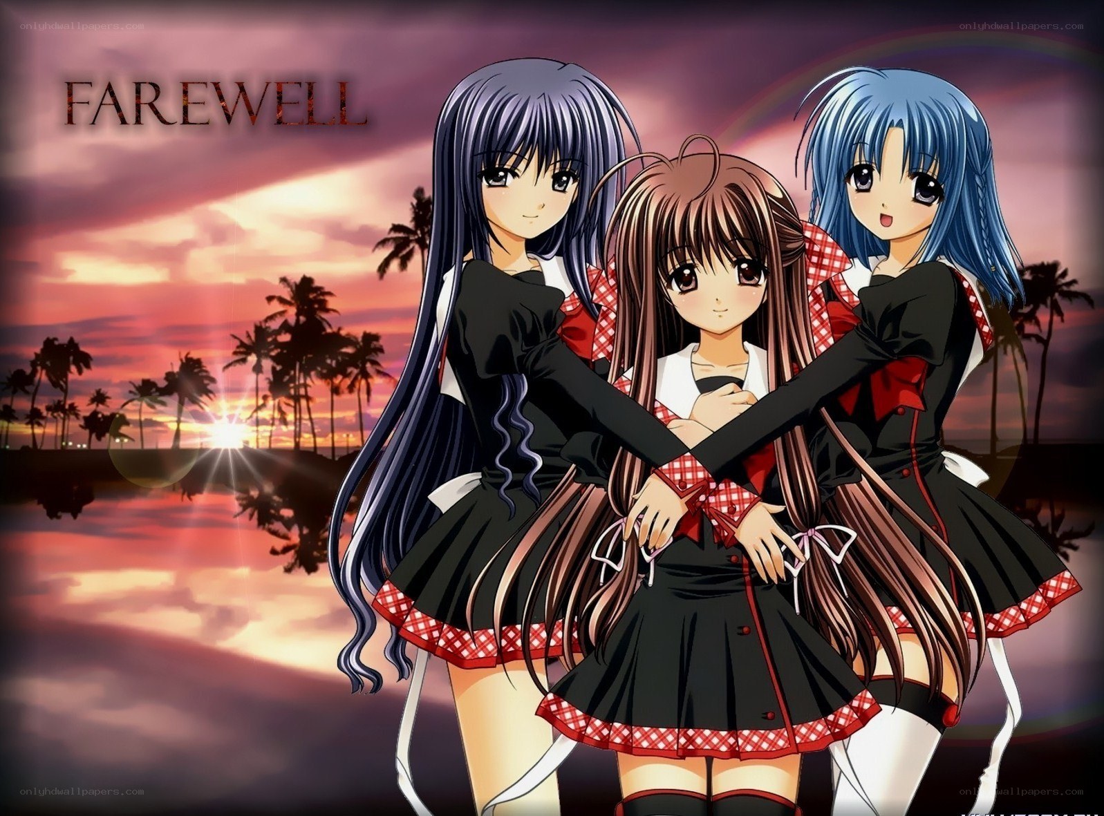 Three girls at sunset