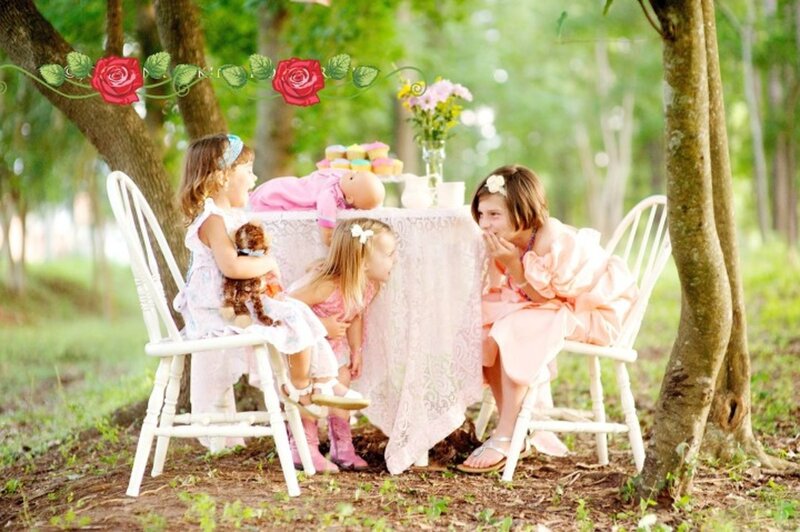 Three Girls at Tea Party — Pink