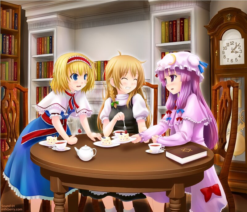 Three Girls at Tea Party — Purple