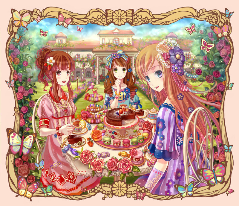 Three Girls at Tea Party