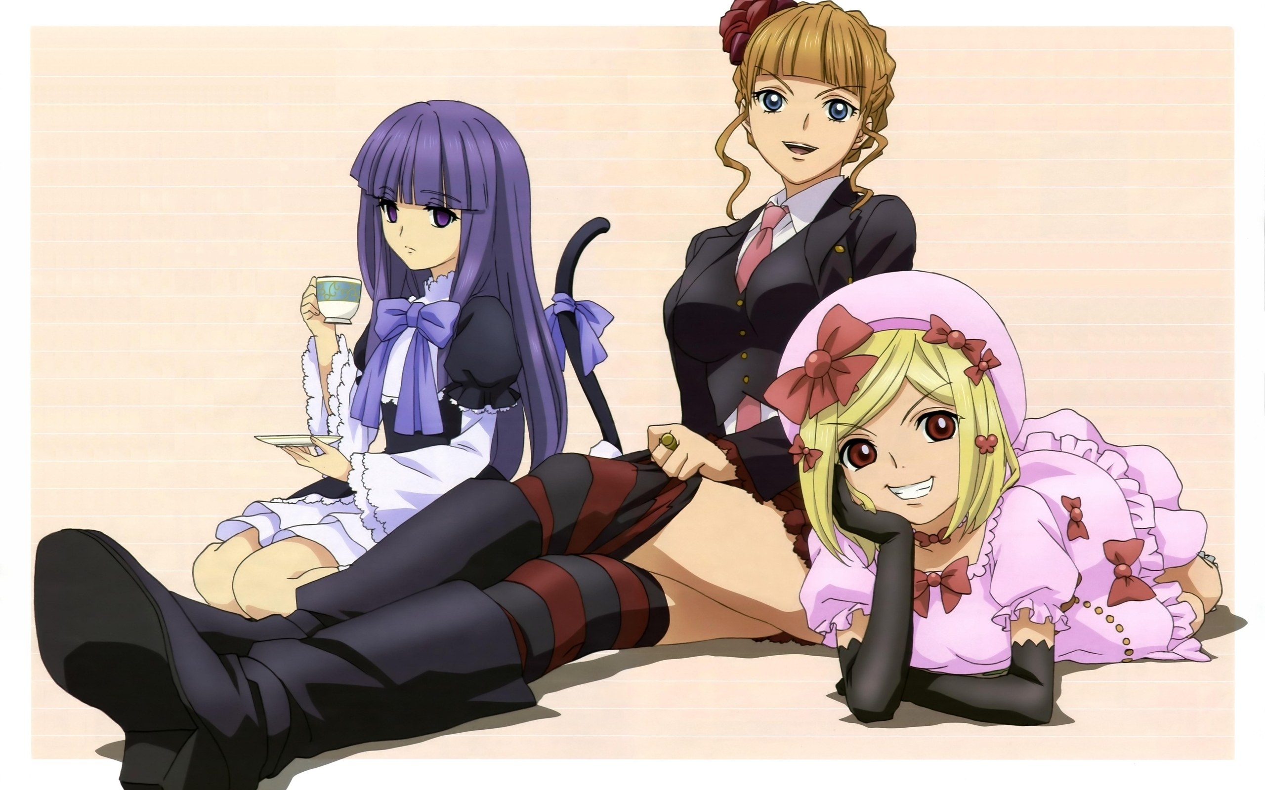 Three girls at tea time
