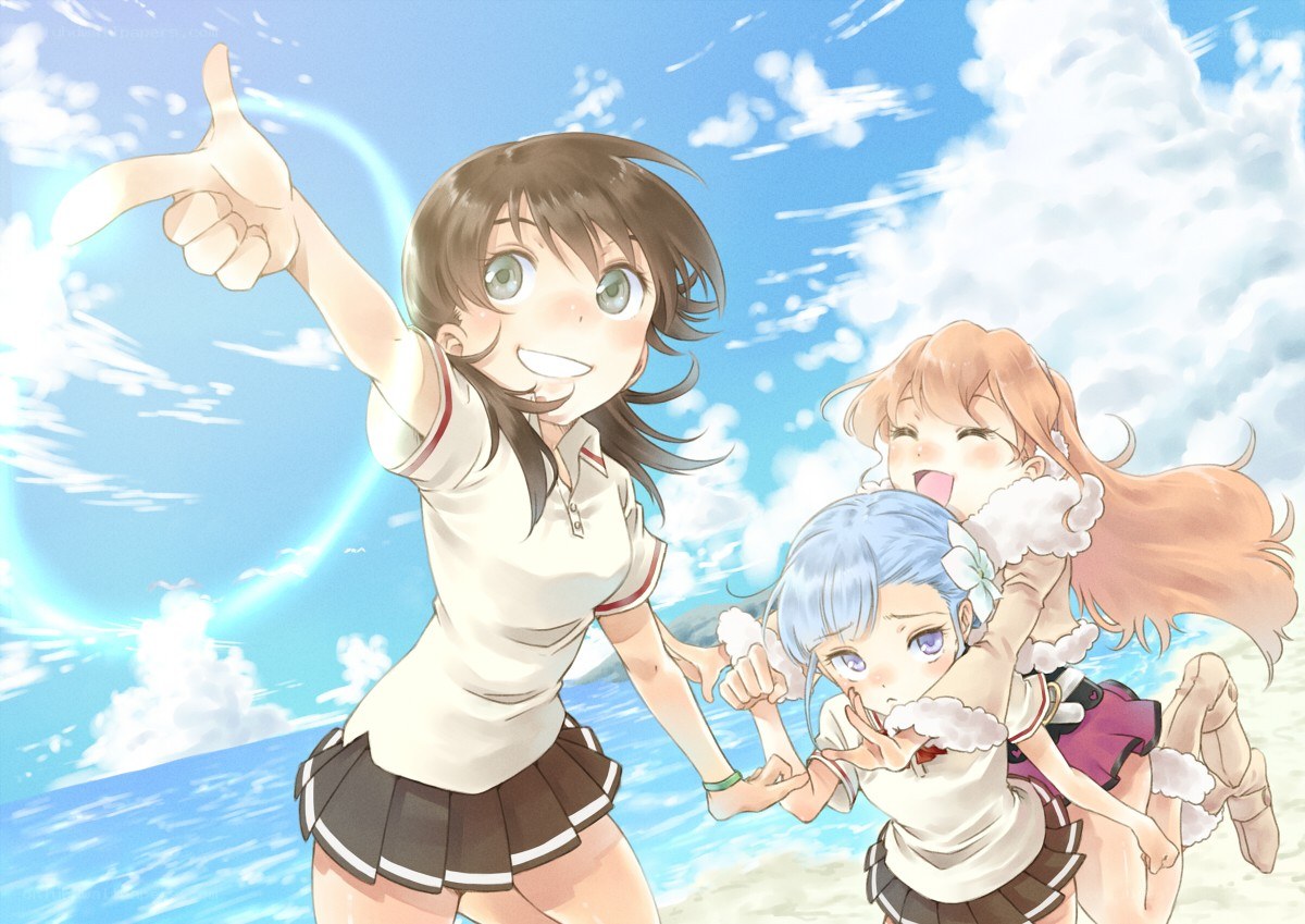 Three girls at the beach