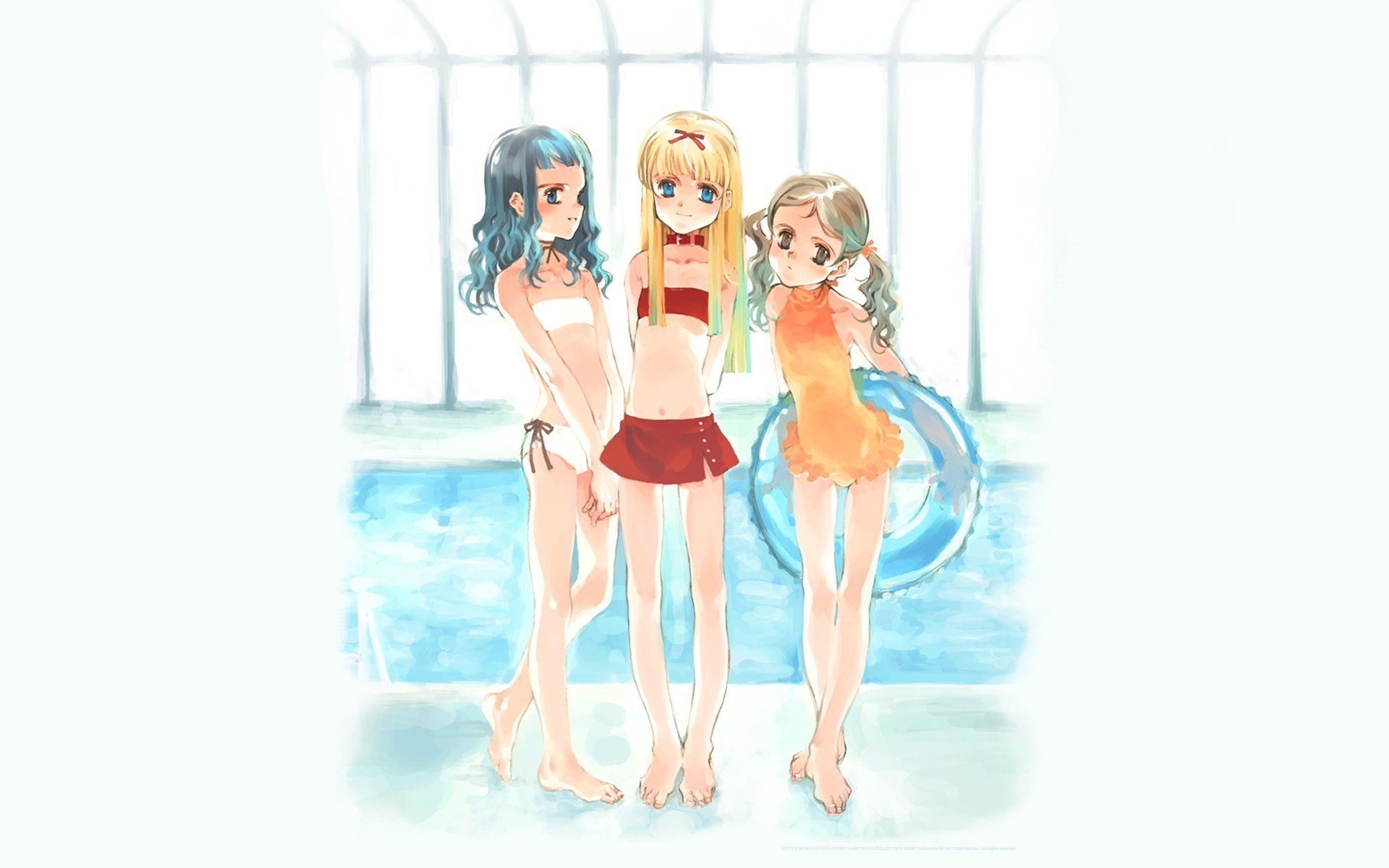 Three girls at the pool