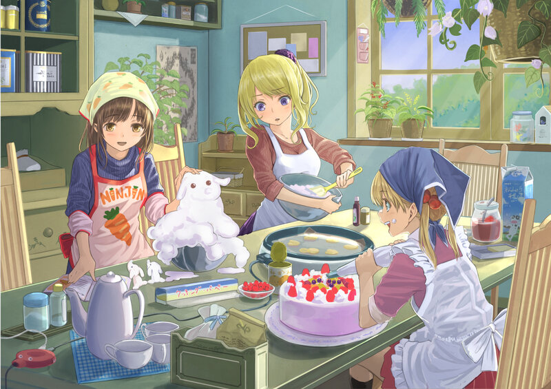 Three Girls Baking — Green