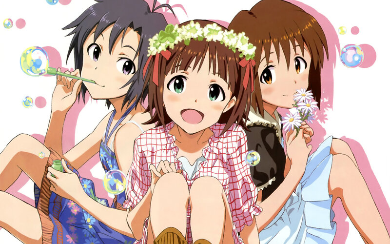 Three Girls Blowing Bubbles — Pink