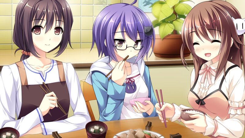 Three girls eating a meal together