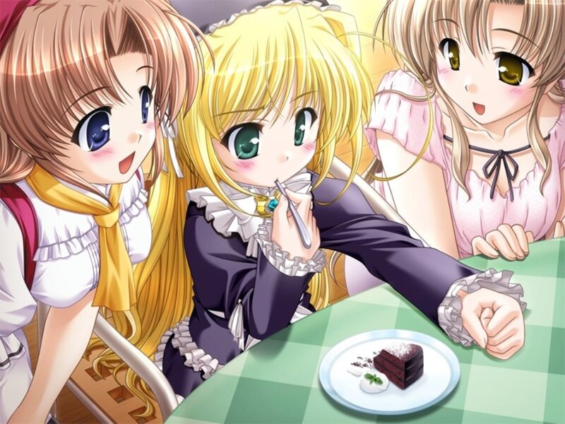 Three Girls Eating Cake