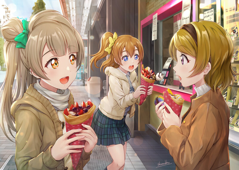 Three Girls Eating Crepes