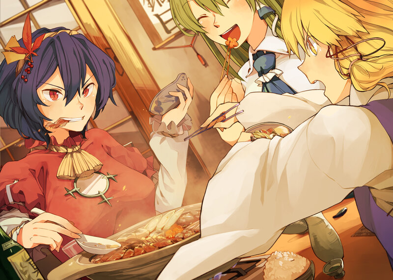 Three Girls Eating Dinner — Orange