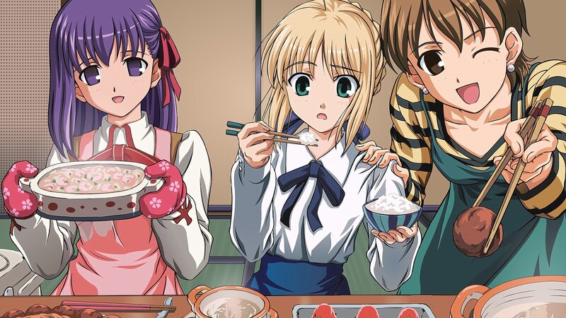 Three Girls Eating Dinner — Purple, Happy, Night