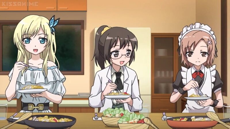 Three Girls Eating Dinner — Yellow