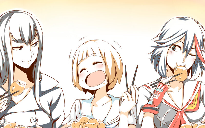 Three Girls Eating Food