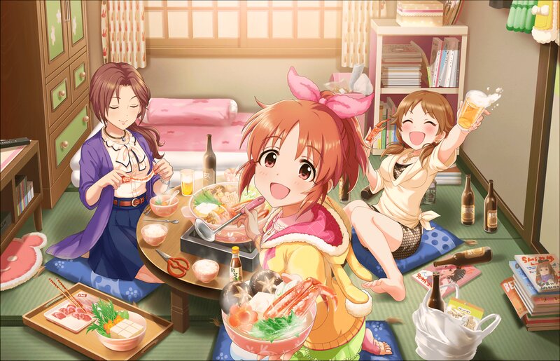 Three Girls Eating Hot Pot — Pink