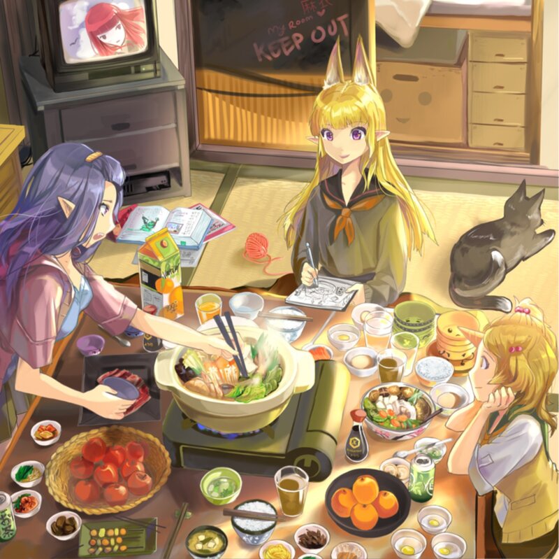 Three Girls Eating Hot Pot