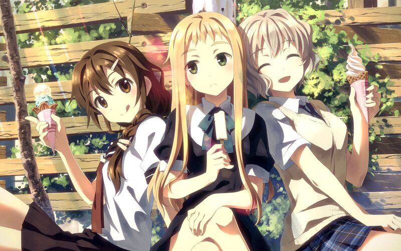 Three Girls Eating Ice Cream — Green