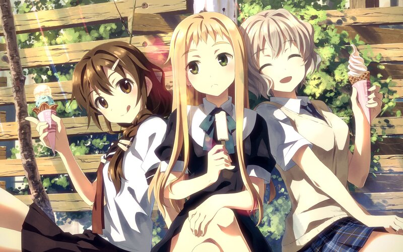 Three Girls Eating Ice Cream