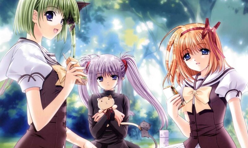 Three Girls Eating Snacks — Green