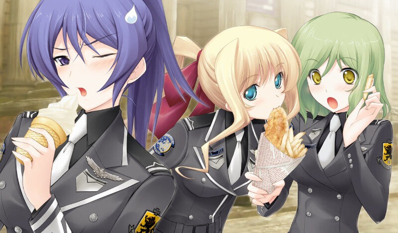 Three Girls Eating Snacks — Purple