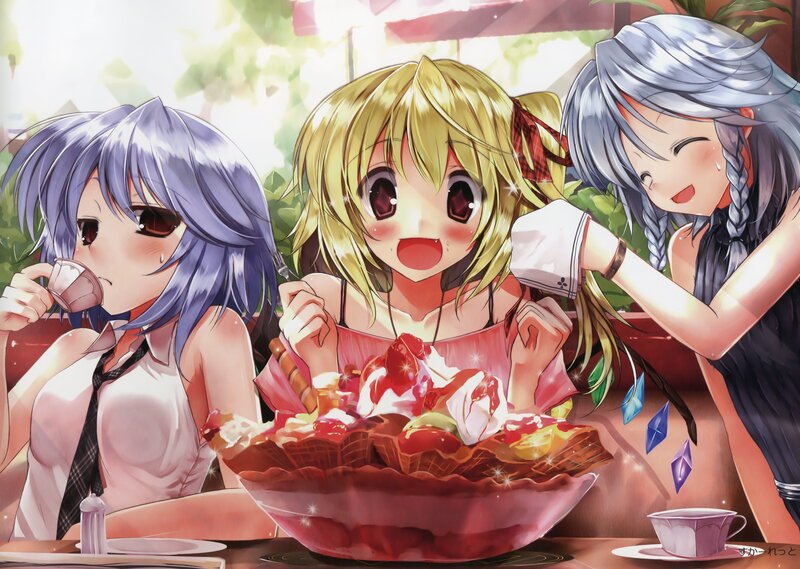 Three girls enjoying dessert together