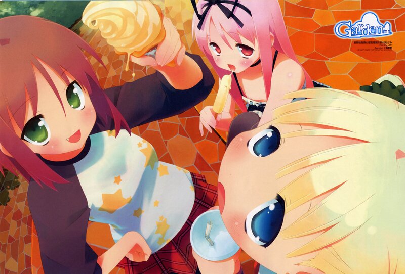 Three girls enjoying ice cream