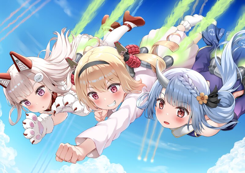 Three Girls Flying — Blue